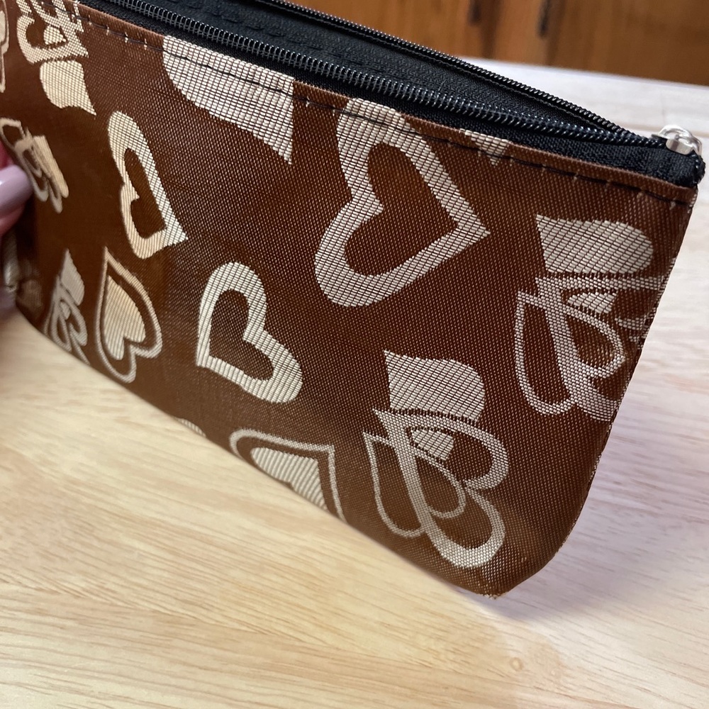Brown Heart Cosmetic Bag